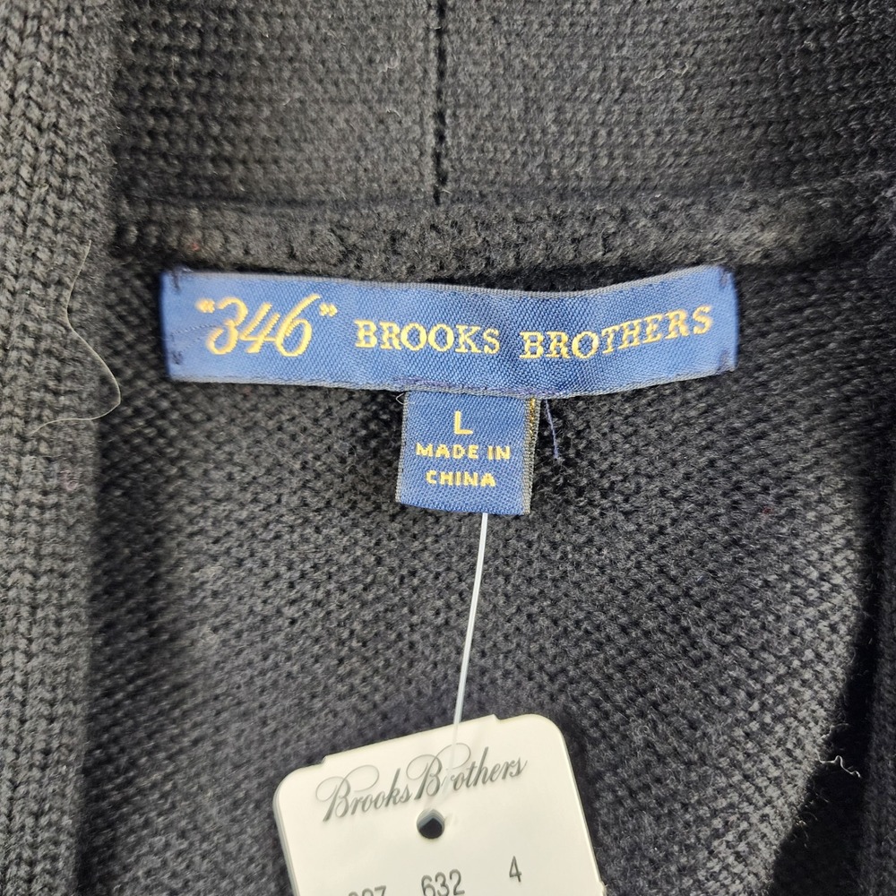 NWT Brooks Brothers 100% Merino Wool Cardigan Sweater Jacket Black Toggle L - Picture 3 of 7